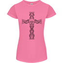 A Gothic Skull and Tentacles on a Cross Womens Petite Cut T-Shirt Azalea