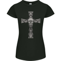 A Gothic Skull and Tentacles on a Cross Womens Petite Cut T-Shirt Black