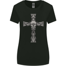 A Gothic Skull and Tentacles on a Cross Womens Wider Cut T-Shirt Black