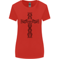 A Gothic Skull and Tentacles on a Cross Womens Wider Cut T-Shirt Red