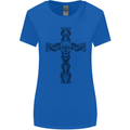 A Gothic Skull and Tentacles on a Cross Womens Wider Cut T-Shirt Royal Blue