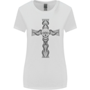 A Gothic Skull and Tentacles on a Cross Womens Wider Cut T-Shirt White