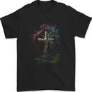 A Gothic Tree as a Christian Cross Mens T-Shirt 100% Cotton Black