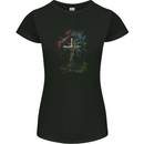 A Gothic Tree as a Christian Cross Womens Petite Cut T-Shirt Black