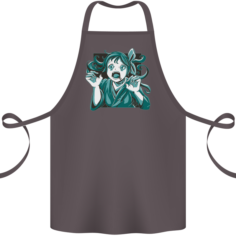 A Gothic Zombie Teddy Bear Halloween Cotton Apron 100% Organic Dark Grey