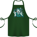 A Gothic Zombie Teddy Bear Halloween Cotton Apron 100% Organic Forest Green