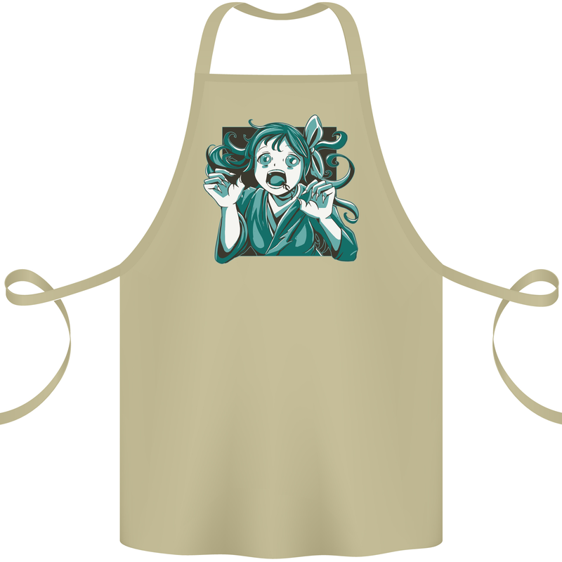 A Gothic Zombie Teddy Bear Halloween Cotton Apron 100% Organic Khaki