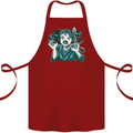 A Gothic Zombie Teddy Bear Halloween Cotton Apron 100% Organic Maroon