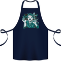 A Gothic Zombie Teddy Bear Halloween Cotton Apron 100% Organic Navy Blue