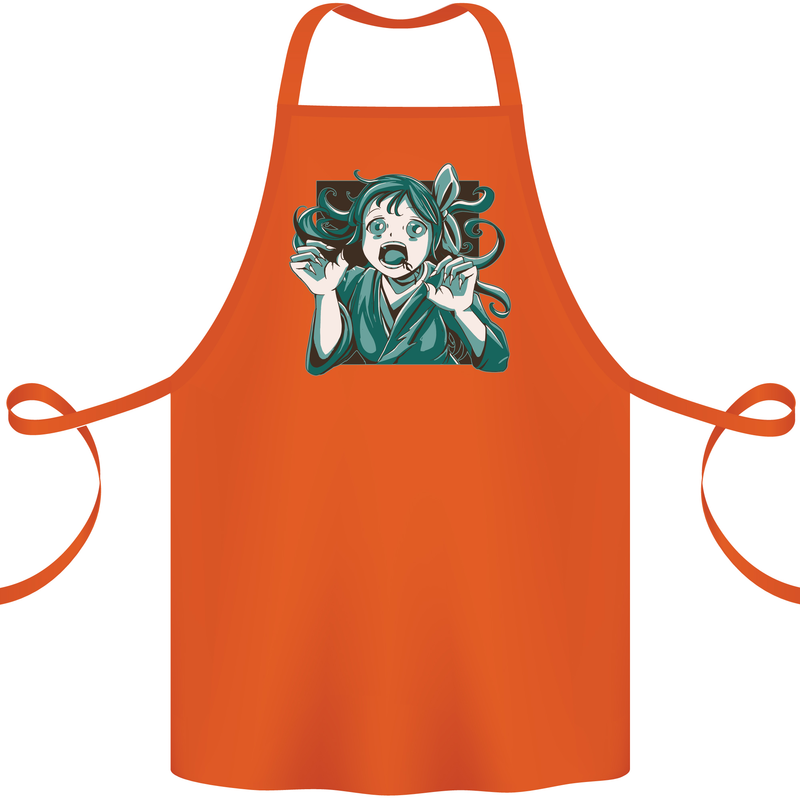 A Gothic Zombie Teddy Bear Halloween Cotton Apron 100% Organic Orange