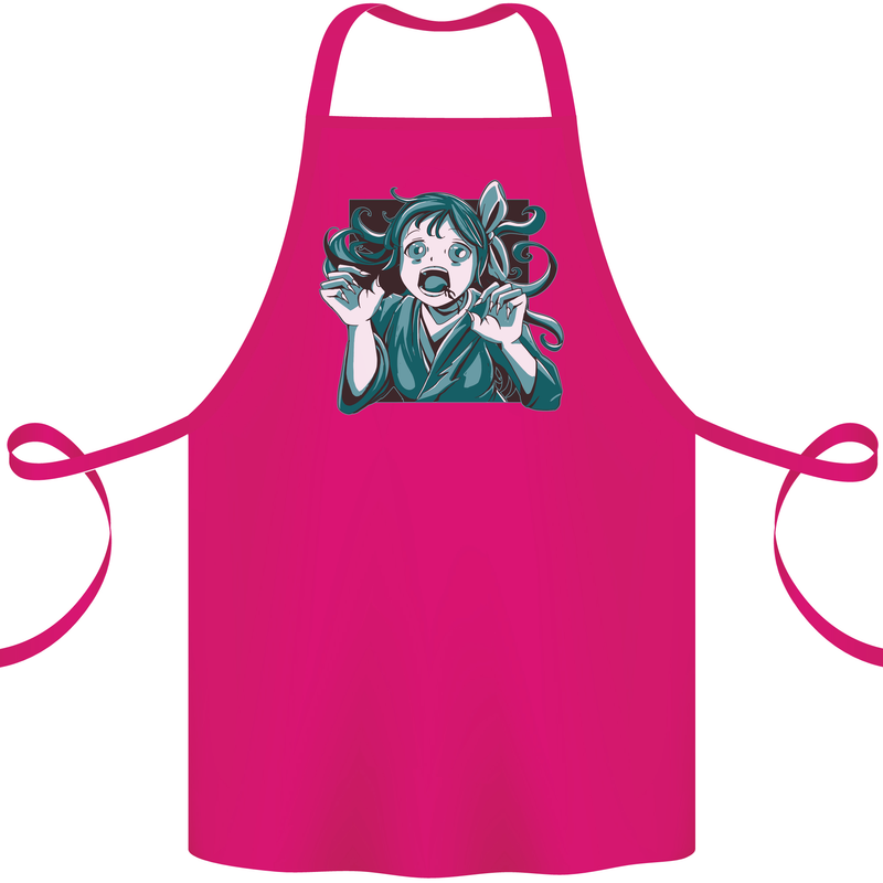 A Gothic Zombie Teddy Bear Halloween Cotton Apron 100% Organic Pink