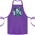 A Gothic Zombie Teddy Bear Halloween Cotton Apron 100% Organic Purple