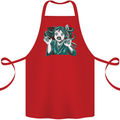 A Gothic Zombie Teddy Bear Halloween Cotton Apron 100% Organic Red