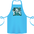 A Gothic Zombie Teddy Bear Halloween Cotton Apron 100% Organic Turquoise