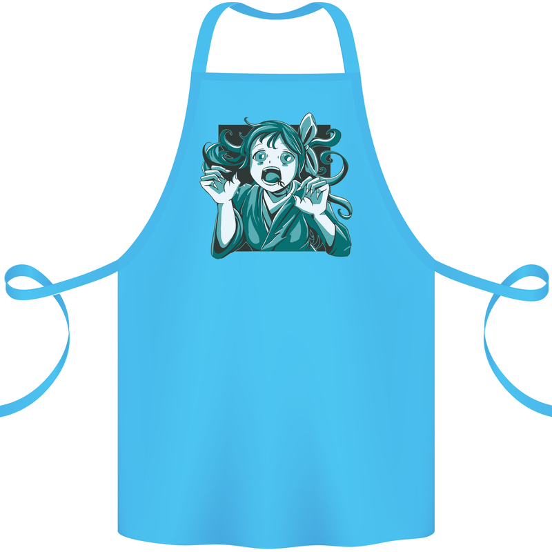 A Gothic Zombie Teddy Bear Halloween Cotton Apron 100% Organic Turquoise