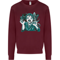 A Gothic Zombie Teddy Bear Halloween Kids Sweatshirt Jumper Maroon