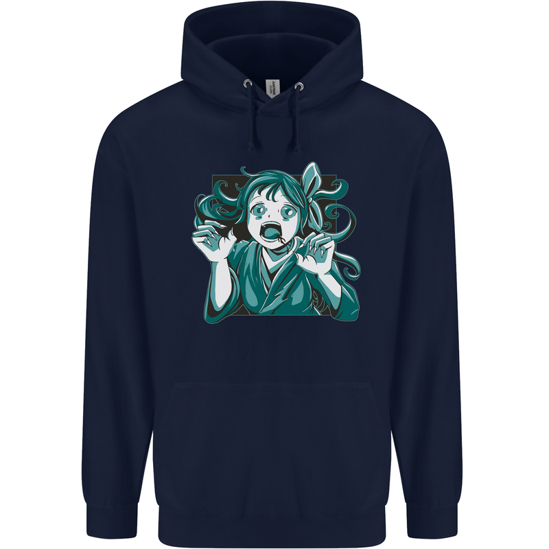 A Gothic Zombie Teddy Bear Halloween Mens 80% Cotton Hoodie Navy Blue