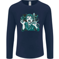 A Gothic Zombie Teddy Bear Halloween Mens Long Sleeve T-Shirt Navy Blue