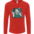 A Gothic Zombie Teddy Bear Halloween Mens Long Sleeve T-Shirt Red