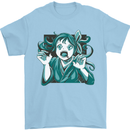 A Gothic Zombie Teddy Bear Halloween Mens T-Shirt 100% Cotton Light Blue