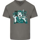 A Gothic Zombie Teddy Bear Halloween Mens V-Neck Cotton T-Shirt Charcoal