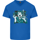 A Gothic Zombie Teddy Bear Halloween Mens V-Neck Cotton T-Shirt Royal Blue