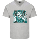 A Gothic Zombie Teddy Bear Halloween Mens V-Neck Cotton T-Shirt Sports Grey