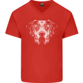 A Great Dane Dog Mens V-Neck Cotton T-Shirt Red