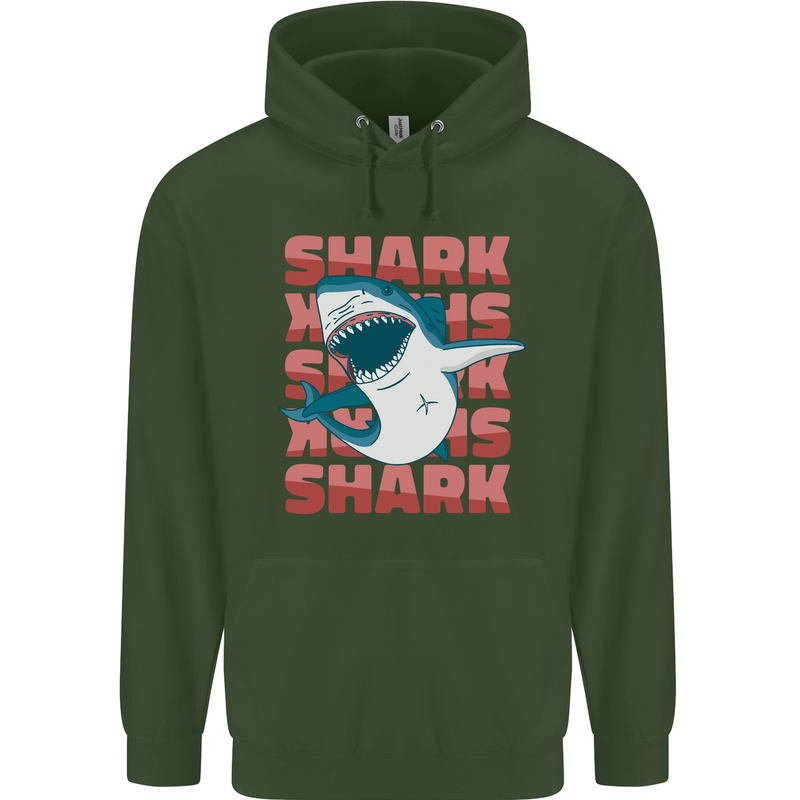 A Great White Shark Childrens Kids Hoodie Forest Green
