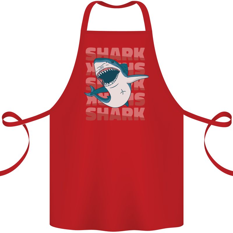 A Great White Shark Cotton Apron 100% Organic Red