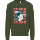 A Great White Shark Kids Sweatshirt Jumper Forest Green