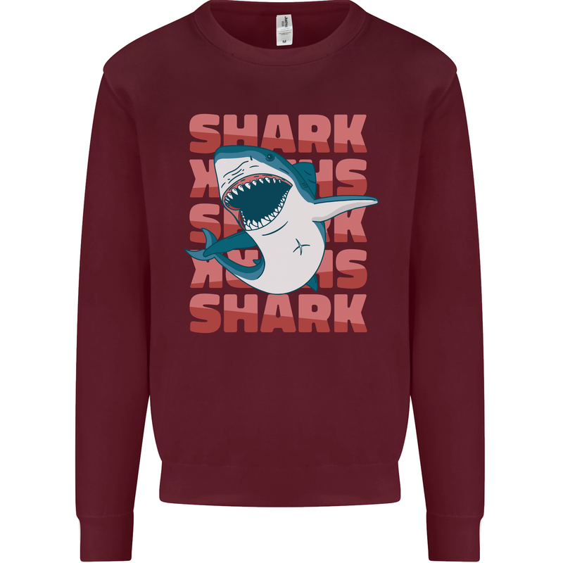 A Great White Shark Kids Sweatshirt Jumper Maroon