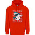 A Great White Shark Mens 80% Cotton Hoodie Bright Red