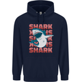 A Great White Shark Mens 80% Cotton Hoodie Navy Blue