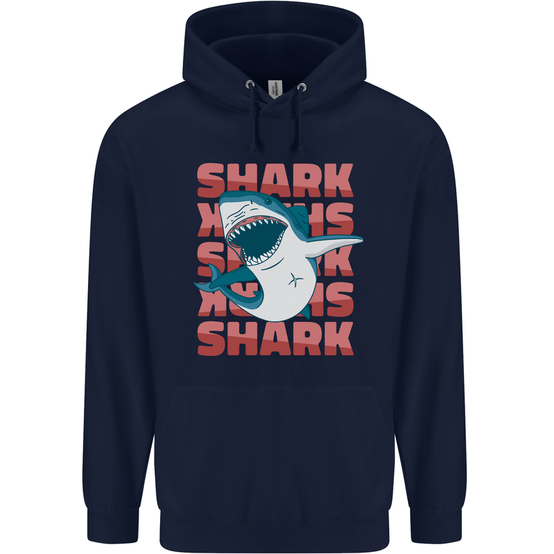 A Great White Shark Mens 80% Cotton Hoodie Navy Blue