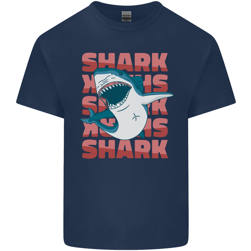 A Great White Shark Mens Cotton T-Shirt Tee Top Navy Blue