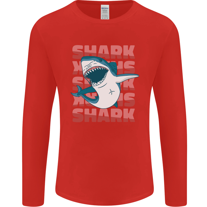 A Great White Shark Mens Long Sleeve T-Shirt Red