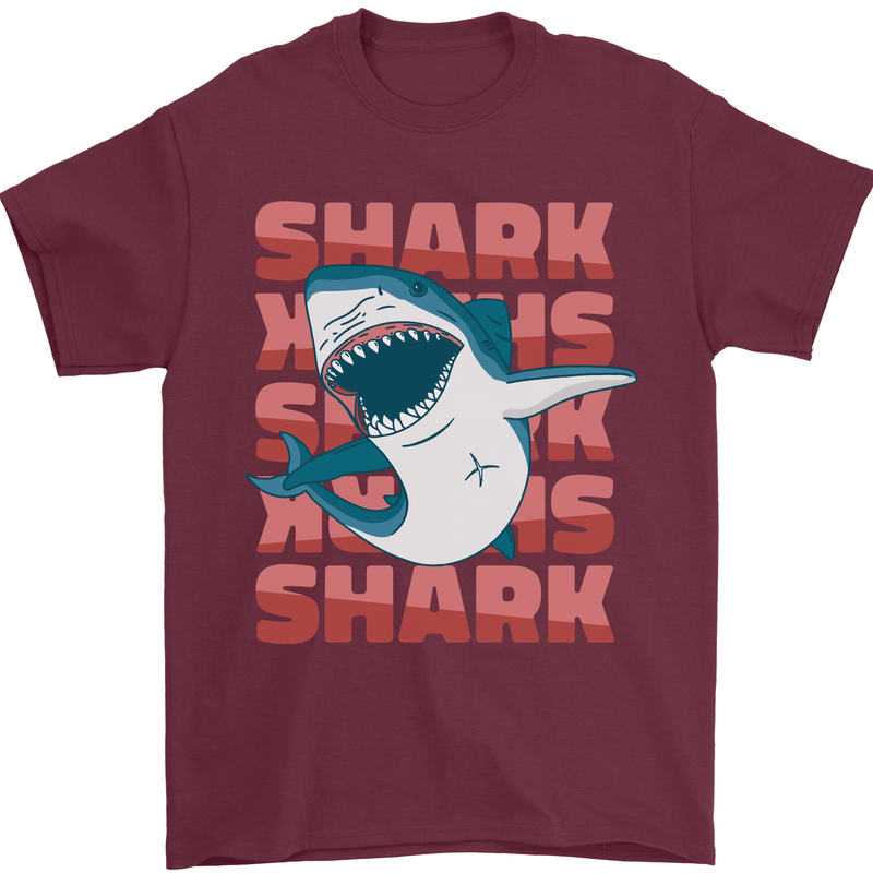 A Great White Shark Mens T-Shirt Cotton Gildan Maroon