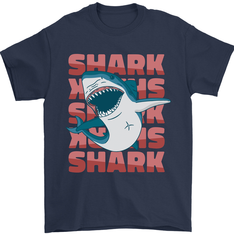A Great White Shark Mens T-Shirt Cotton Gildan Navy Blue