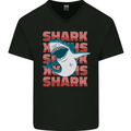 A Great White Shark Mens V-Neck Cotton T-Shirt Black