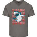 A Great White Shark Mens V-Neck Cotton T-Shirt Charcoal