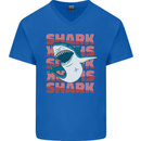 A Great White Shark Mens V-Neck Cotton T-Shirt Royal Blue