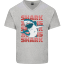 A Great White Shark Mens V-Neck Cotton T-Shirt Sports Grey