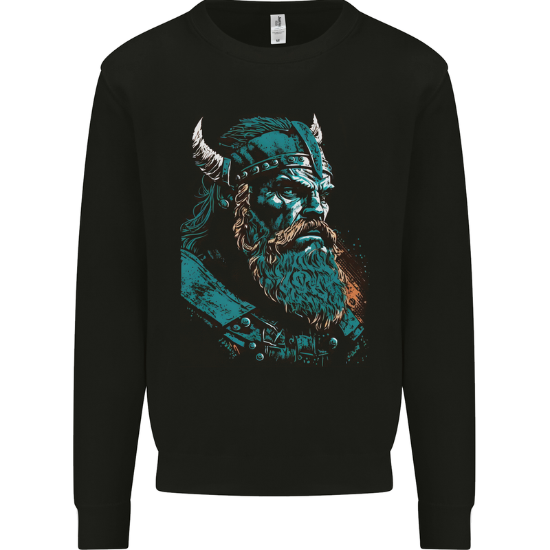 A Green Viking Elder Valhalla Odin Norse Gods Kids Sweatshirt Jumper Black