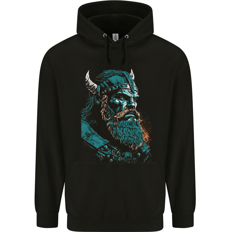 A Green Viking Elder Valhalla Odin Norse Gods Mens 80% Cotton Hoodie Black