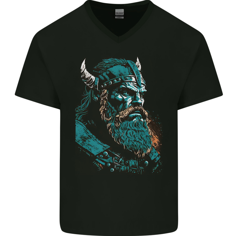 A Green Viking Elder Valhalla Odin Norse Gods Mens V-Neck Cotton T-Shirt Black