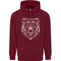 A Grizzly Bear Childrens Kids Hoodie Maroon