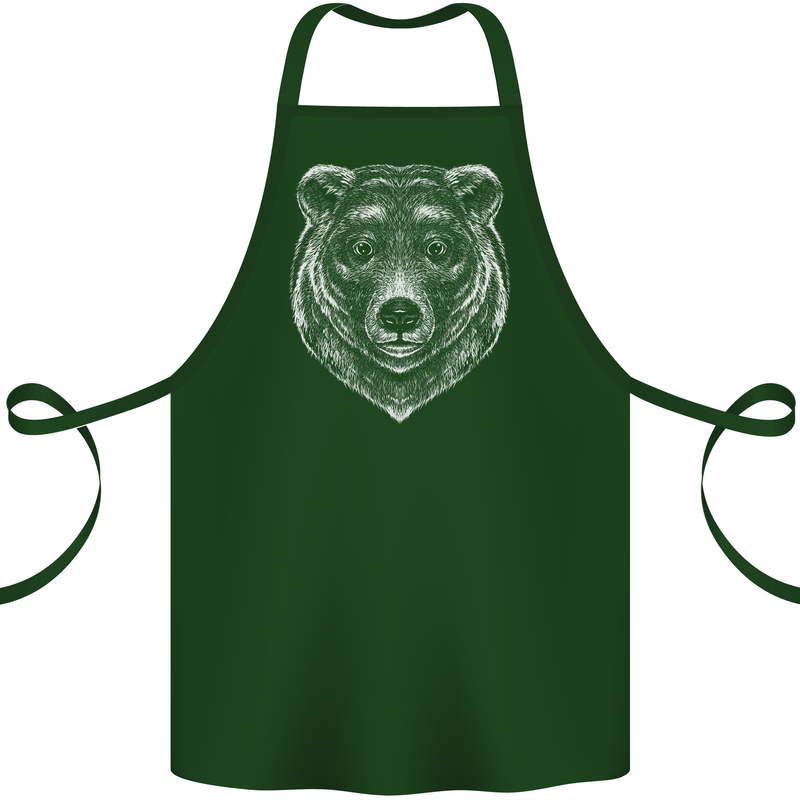 A Grizzly Bear Cotton Apron 100% Organic Forest Green