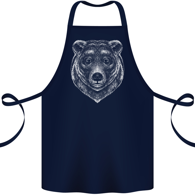 A Grizzly Bear Cotton Apron 100% Organic Navy Blue