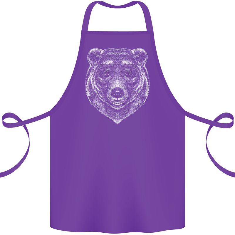A Grizzly Bear Cotton Apron 100% Organic Purple
